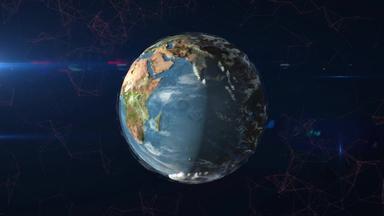 数字背景视频全球网络网华地球地球动画发光的未来主义的行循环
